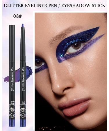 Glitter Colored Eyeliner Gel Pencil Chameleon Metallic Shimmer Purple Blue Gel Eyeliner Pen Longlasting Waterproof High Pigmented Eye Liner Eyeshadow Cream Stick delineador de ojos contra el agua-08# - Buy Online on GoSupps.com