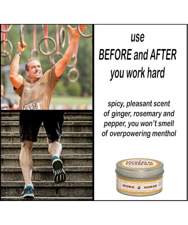 Work Horse Muscle Warming Balm for Arthritis, Back Pain, and Sore Muscles - 4 oz (Pack of 1) - Buy Online on GoSupps.com