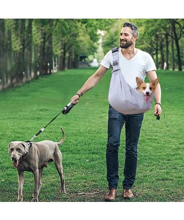 Petcute Sling Dog Carrier Bag for Small Dogs - Adjustable Padded Shoulder Strap & Safety Buckle - Front Pocket - Gray - Buy Online on GoSupps.com
