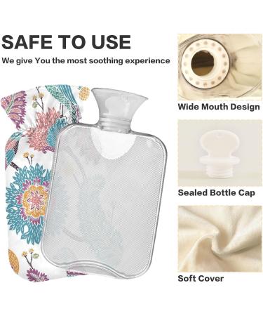 NAANLE Ethno Paisley Bird Transparent Hot Water Bottle - 1L Heating & Cooling Solution for Back Pain Relief Hand & Foot Warmer Neck Warmth Therapy - Buy Online on GoSupps.com