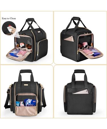 Prokva Travel Makeup Bag with 5 Removable Cases - Large Cosmetic Organizer with Strap and Storage Pockets - Black (Patented Design) - Buy Online on GoSupps.com