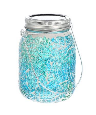 1 PC Mason Tube Lights Garden Lights Decorative Out Door Decor Greenery Decor Solar Lid Light Lights Hanging Mason Jar Outdoor Light Glass Night Lamp Crack LED Lamp Adornment Lamp (Green 12.6X8.5CM)