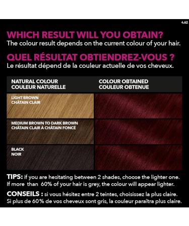 Garnier Olia Permanent Hair Dye Ammonia-Free Hair Color 4.62 Dark Garnet Red Long-Lasting Hair Shine With 60% Oils 1 Application BROWN SHADES 4.62 Dark Garnet Red - Buy Online on GoSupps.com