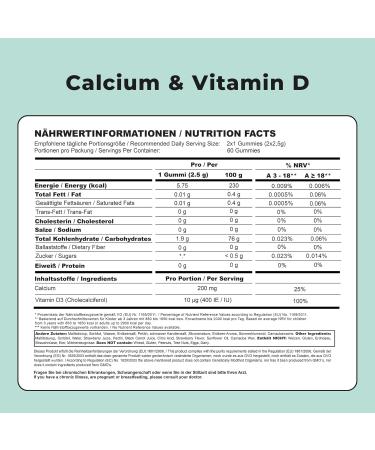 High-Dose Vegan Calcium & Vitamin D Gummies for Kids - 60 Sugar-Free Rubber Bears - Monthly Supply - Buy Online on GoSupps.com