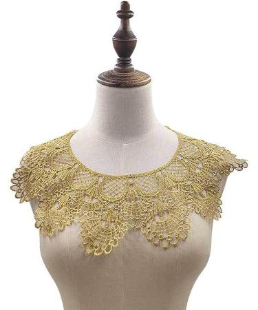 Fabric Flower Applique Embroidery Collar Lace Sewing Patch - DIY Wedding Dress Trim in Ivory/Gold/Silver - Buy Online on GoSupps.com
