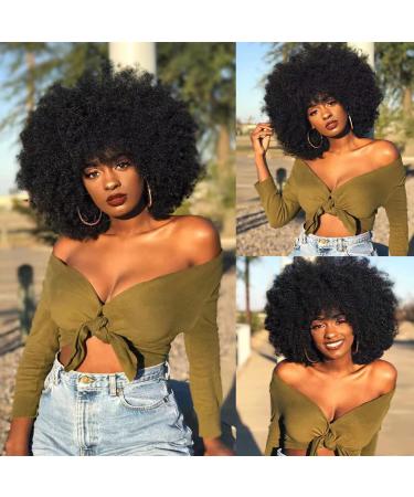 ANNISOUL Afro Wigs for Black Women Short Curly Afro Kinky Wig 70s Bouncy Huge Fluffy Puff Wigs Premium Synthetic for Cosplay and Daily