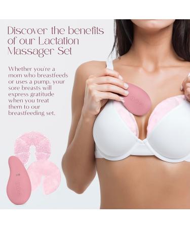 IDEALY Lactation Massager - Breastfeeding Support Kit for Nursing Moms | Vibrating Massager with Heat & Therapy Pads for Milk Flow & Clogged Duct Relief - Buy Online on GoSupps.com