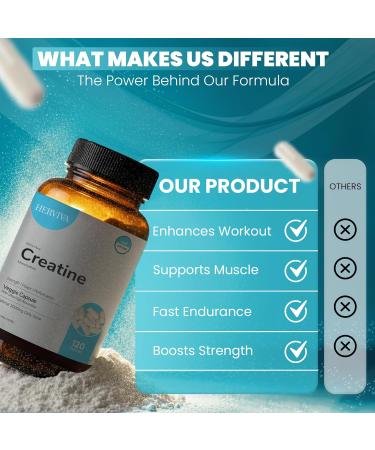HERVIVA Creatine Monohydrate Capsules 3000mg Creatine Supplement for Muscle Strength Power & Energy Support 120 Easy-to-Swallow Capsules - Buy Online on GoSupps.com