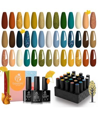 Beetles 20Pcs Glamping Trip Gel Nail Polish Kit - Holiday Winter Colors Set with Base, Top Coat, Soak off UV, DIY Manicure - Christmas Gift - Buy Online on GoSupps.com