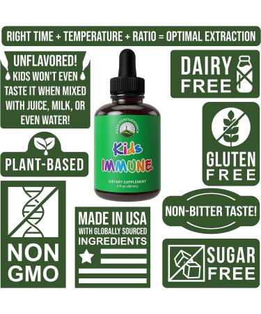 Kids Immune Support - Sugar-Free Liquid Vitamins with Astragalus, Echinacea, Elderberry, Reishi & Spirulina - Vegan Children's Immunity Booster Drops - Buy Online on GoSupps.com