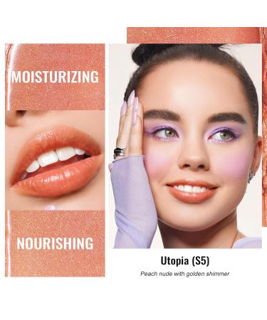 Oulac 2-in-1 Shimmering Lipstick & Lip Balm | Coral Juicy Lip Care | Hydrated Shiny Finish for Dry Lips | Vegan | Utopia S05 S5 - Buy Online on GoSupps.com