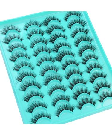 20 Pairs Magefy Handmade Faux Mink Eyelashes - Natural Look, 4 Styles, Fluffy False Lashes Pack - Green - Buy Online on GoSupps.com