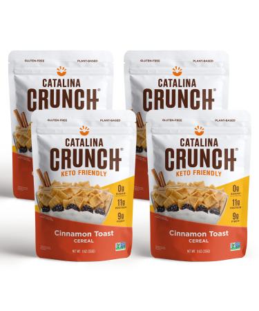 Catalina Crunch Cinnamon Toast Keto Cereal 4 Pack (9oz Bags) | Low Carb, Sugar Free, Gluten Free | Keto Snacks, Vegan, Plant Based Protein | Breakfast Protein Cereals | Keto Friendly Food Cinnamon Toast 9 Ounce (Pack of 4)