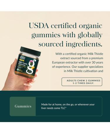 Gaia Herbs Milk Thistle Gummies - Herbal Supplement with Antioxidant Properties for Liver Health & Liver Detox - Lemon Flavored - 60 Vegan Gummies - Buy Online on GoSupps.com