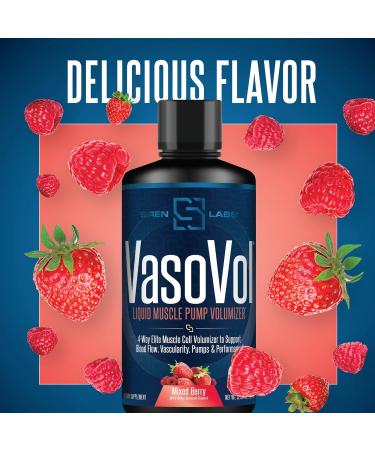 Siren Labs Vaso-VOL Liquid Muscle Pump Volumizer - Agmatine Sulfate Pre Workout for Enhanced Vascularity & Performance (Mixed Berry) - International Shipping Available - Buy Online on GoSupps.com