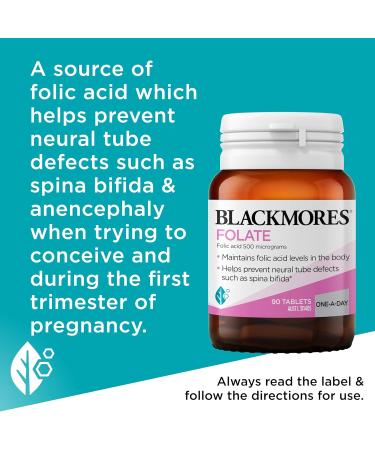 Blackmores Folate 500mcg 90 Tablets Folic Acid - Buy Online on GoSupps.com