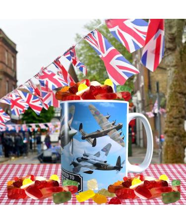 VE Day Battle of Britain WWII Iconic War Planes Spitfire Lancaster Personalised Mug with Choice of Sweets Gift - Buy Online on GoSupps.com