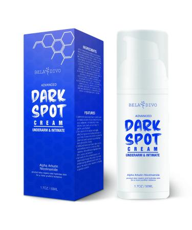 BELA DIVO Dark Spot Cream - Natural Underarm & Intimate Cream - Dark Spot Corrector - for Face & Sensitive Skin - for Hyperpigmentation & Even Skin Tone - Alpha Arbutin, Niacinamide(1.7OZ/50ML)