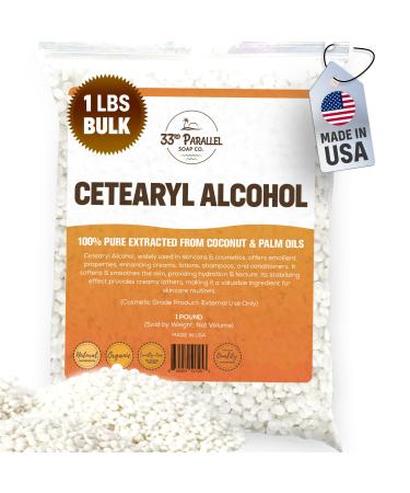 CETEARYL Alcohol (1 lbs / 16 oz) 100% Pure Extracted from Coconut & Palm Oils. Premium Granules Cetearyl Alcohol for Lotion Making, Creams, Scrubs, Shampoos, Conditioners, Moisturizers | 1 Pound