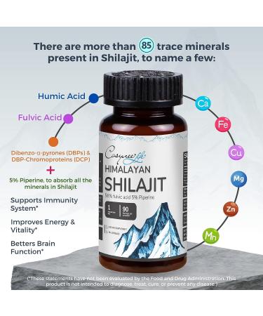 Organic Shilajit Himalayan Capsules | 56% Fulvic Acid & 5% Piperine | Energy Support | 90 Capsules - Buy Online on GoSupps.com