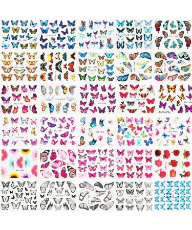 Dornail Butterfly and Flower Nail Stickers - 30 Sheets | Summer Water Transfer Decals for Nail Art Designs and Decorations - Buy Online on GoSupps.com