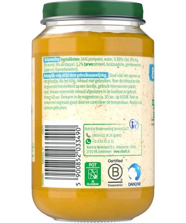 Olvarit Pumpkin Chicken Rice baby food for babies from 8+ months 6x200 grams baby food in a meal jar - Buy Online on GoSupps.com