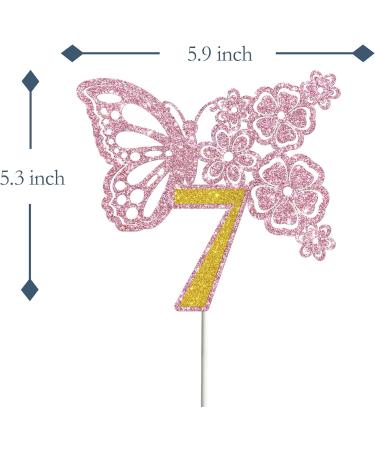 Tenhaisi Pink & Gold 3D Butterfly Flower Sign 7 Cake Topper - Happy 7th Birthday/Anniversary Party Decoration 3D Cake Topper- Girls 7th Birthday Party Supplies - Buy Online on GoSupps.com