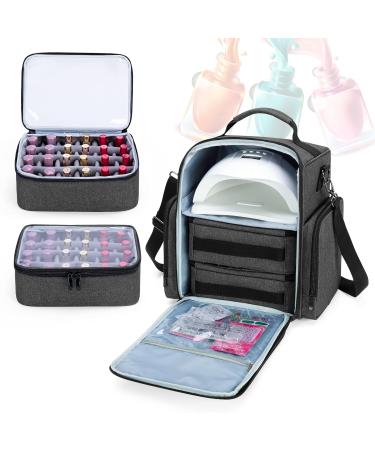 BAFASO Nail Polish Organizer: Holds 48 Bottles, with Lamp & Pouches - Black - Buy Online on GoSupps.com