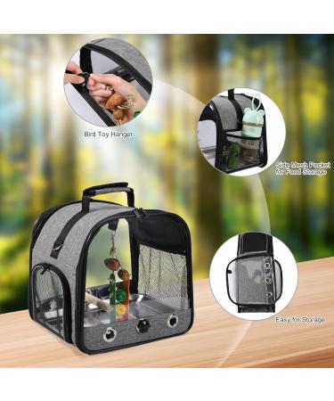 SUERTREE Bird Carrier Bag Bird Travel Cage with Stand Small Bird Carrier for Parrot Portable Bird Carrier Travel Bag Pet Transparent Breathable Travel Cage - Buy Online on GoSupps.com