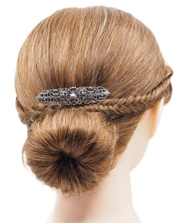 Rivelle Vintage Silver Hair Clip for Ladies - 6.8 cm Traditional Wedding Hair Accessory - Buy Online on GoSupps.com