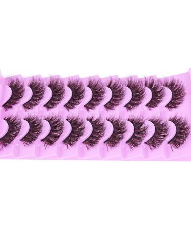 Brown Lashes Natural False Eyelashes 16mm D Curl Russian Strip Lashes That Look Like Extensions Wispy Fluffy Cat Eye Fake Lashes Pack 3D Volume Pestanas Postizas Naturales 9 Pairs by Goddvenus B-brown strip lashes - Buy Online on GoSupps.com