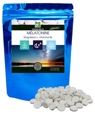 NAKURU | Melatonin Forte 1.8mg - Magnesium - Vitamin B6 | 90 Tablets of 600mg | Relax Range | Made in France/Net Weight: 54g