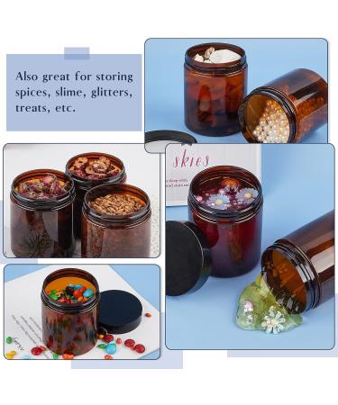 Qeirudu 8 oz Amber Plastic Jars 12 Pack - Refillable Cosmetic Containers with Lids and Labels for Body Butter, Creams, Ointments - Essential Oil & Powder Storage - Buy Online on GoSupps.com