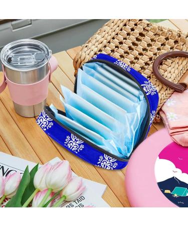 Floral Pattern Napkin Storage Bag - Portable Holder for Menstrual Cups & Nursing Pads - Ideal for Women Teens & Girls - Blue - Buy Online on GoSupps.com