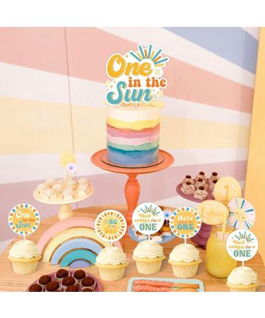 One in the Sun Cake Topper Set - Here Comes the One Cupcake Toppers Retro Boho Sun Smash Cake Topper Cupcake Picks for First Birthday Party Decorations - Buy Online on GoSupps.com