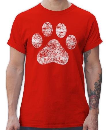 Shirtracer - T-Shirt Men - Gift for Dog Owners - High Five Dog Paw 2 Red M