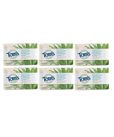 Tom's of Maine Natural Beauty Bar Soap for Sensitive Skin With Aloe Vera, Fragrance-Free, 5 oz. 6-Pack (Packaging May Vary) Fragrance-Free 5 Ounce (Pack of 6)