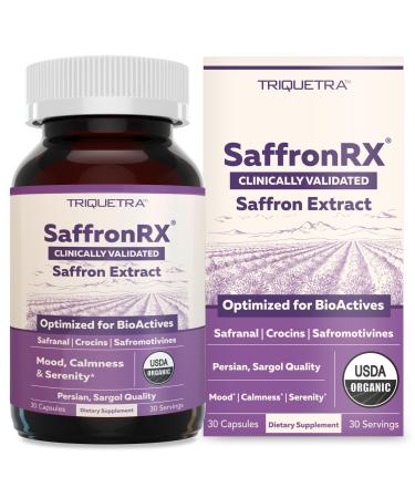 Organic Saffron Extract: Optimized Extract with Safromotivines Safranal and Crocins Clinically Studied | Premium Persian Sargol Quality | Supports Mood Calmness and Relaxation 30 Servings
