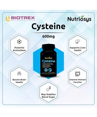 Cysteine 600mg - Immune Support - 90 Vegan Capsules | International Shipping Available - Buy Online on GoSupps.com