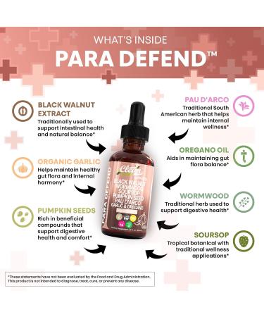para Defend Wormwood Black Walnut Cleanse for Humans Drops Liquid Soursop Garlic Pumpkin Seed PAU D'Arco Oil of Oregano Turmeric Berberine Neem Extract Hull Bark Tincture by Clean Nutra 1 - Buy Online on GoSupps.com