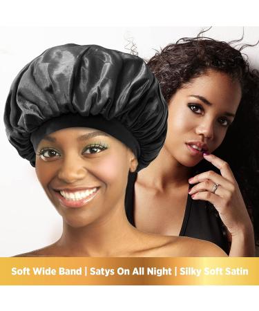 Oil Treated Black Sleep Bonnet - Women's Elastic Band Cap - Buy Online on GoSupps.com