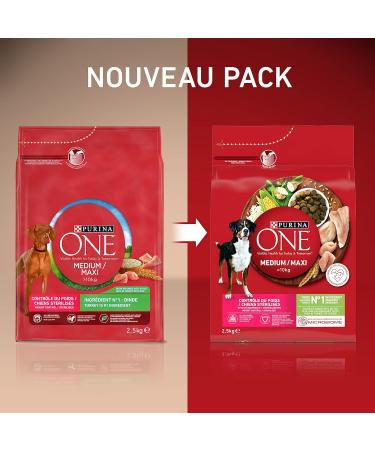 PURINA ONE Medium/Maxi 10kg | Weight Control Sterilized Dogs | Rich in Turkey Dry Food for Dogs | Adults | 2.5 Kg Bag - Buy Online on GoSupps.com