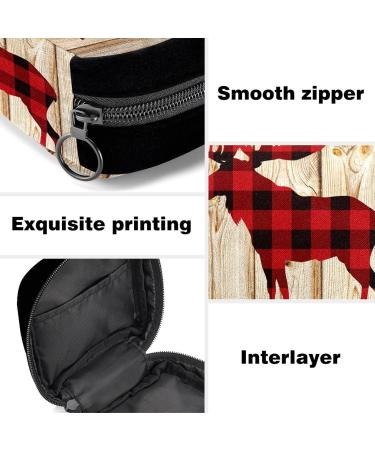 Period Bag Sanitary Napkin Storage & Makeup Pouch | Christmas Plaid Deer Color2620 - Buy Online on GoSupps.com