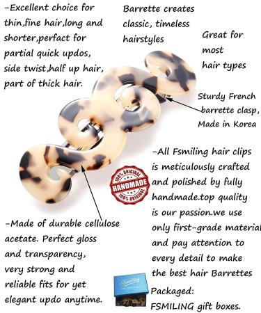 2pcs Women's Medium French Swirl Hair Barrettes Set - Blue+Light Tortoise | Celluloid Automatic Hair Clip Barrette - Buy Online on GoSupps.com