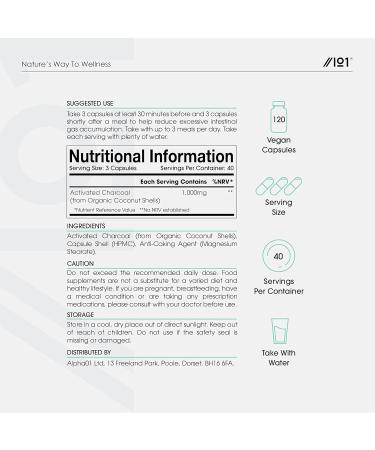 Activated Coconut Charcoal 1000mg | Made from Thai Coconut Shells | for Bloating & Gas Digestion & Flatulence Natural Relief | Vegan & Keto Friendly Supplement | 120 Capsules 1 count (Pack of 120) - Buy Online on GoSupps.com