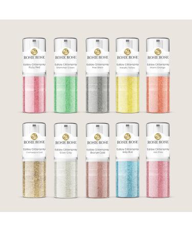 Rosie Rose Edible Glitter Spray Set - 10 x 5g for Muffins Tarts & Cakes | Glamorous Cake Decoration for All Occasions - Buy Online on GoSupps.com