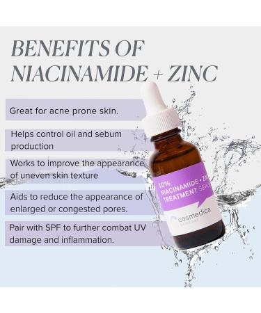 Buy Cosmedica Skincare Niacinamide + Zinc Serum with Hyaluronic Acid 1 oz | International Shipping Available - Buy Online on GoSupps.com