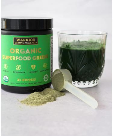 Warrior Strong Wellness Certified Organic Greens Powder - 30 Servings - Green Superfood Powder Energy Boost Detox Drink Fruit and Vegetable Powder Apple Cider Vinegar Green Tea Extract - Buy Online on GoSupps.com