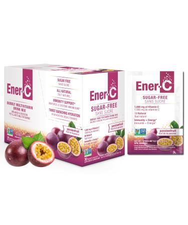 Ener-C Sugar Free Multivitamin Drink Mix - Vitamin Powder for Water Electrolytes Powder No Sugar Hydration Boost Packets Zero Sugar Vitamin C & B12 Supplement Liquid Mix - Passionfruit 30 Count Passion Fruit 9.2 Ounce