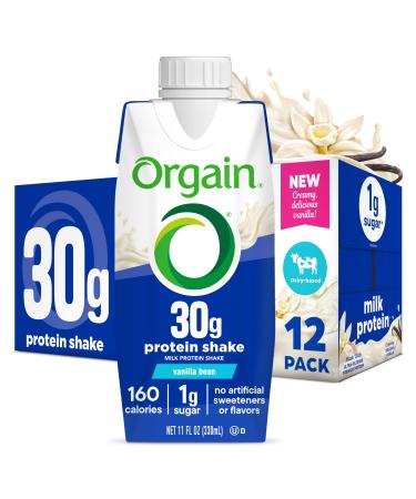 Orgain 30g High Protein Shake Dairy Isolate Milk Protein Vanilla Bean 5g BCAAs 1g Sugar per Serving Meal Replacement Ready to Drink Keto Friendly Gluten-Free 11 Fl Oz 12 Bottles Vanilla 11 Fl Oz (Pack of 12)